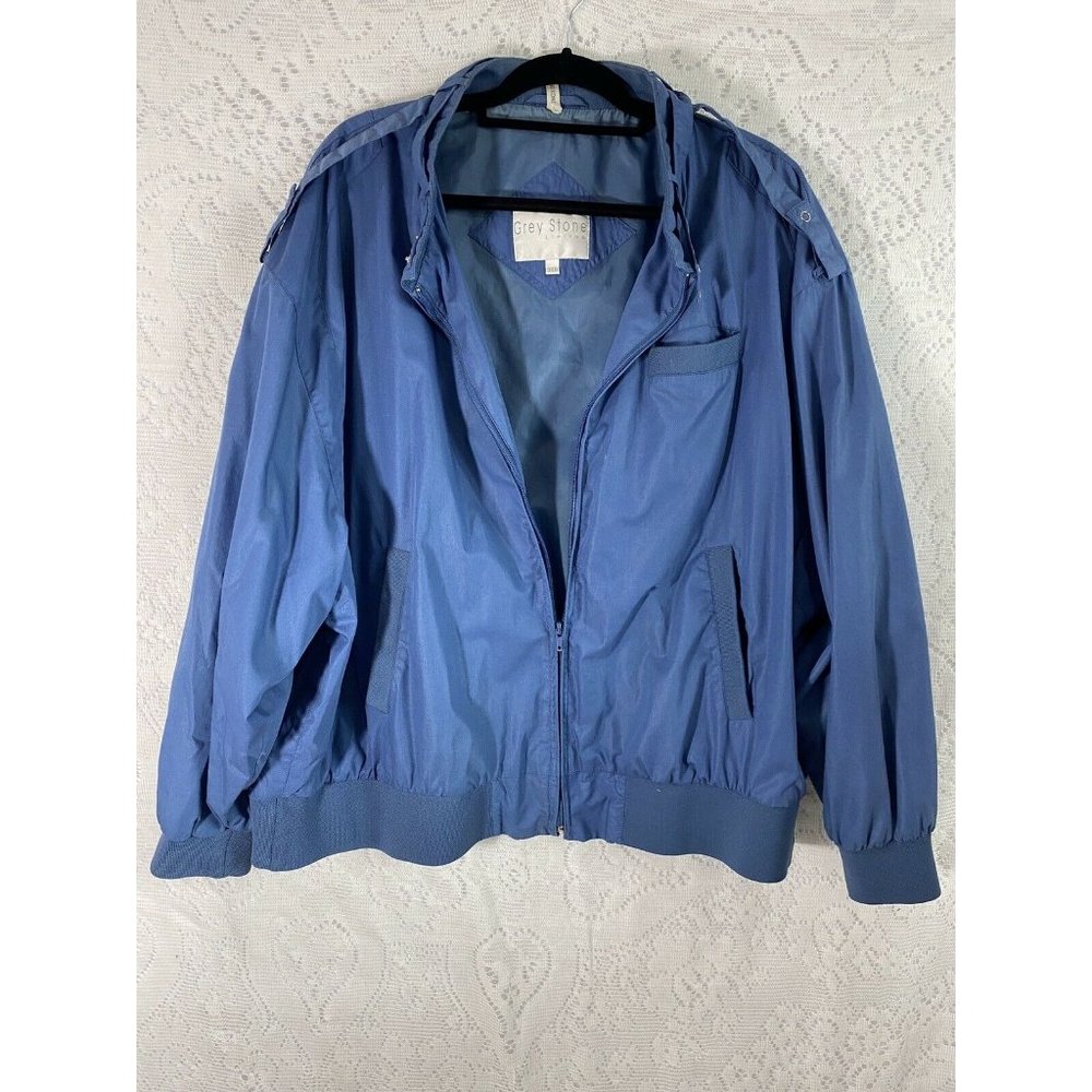 Grey Stone Limited Mens Blue Lined Bomber Jacket Zip Front Sz 3XB